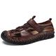 IJNHYTG Sandal Men Summer Flat Sandals Beach Footwear Male Sneakers Low Wedges Shoes (Color : Dark Brown, Size : 42)