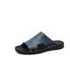IJNHYTG Sandal Genuine Leather Men Slippers Concise Slides Sandals Man Summer Footwear Sandalias Super Light Beach Sandals Plus Size (Color : Blue, Size : 11)