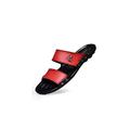 IJNHYTG Sandal Summer Shoes Men Sandals Slip-on Leather Beach Mens Slippers Platform Black Male Sandals Rubber Shoes (Color : Red, Size : 8.5)