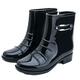 IJNHYTG rubbers Black Rubber Rain Boots Women wellies Gumboots Vamp Rubber Sole Galoshes Gumboots Rainboots Women Round Toe Slip-On (Size : 9.5 UK)