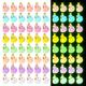 Fuyamp 120 Pieces Luminous Mini Resin Ducks with Crown Miniature Figures Micro Fairy Garden Landscape Aquarium Tiny Ducks Dollhouse Ornament Colorful Duck DIY Charms for Christmas Birthday Party