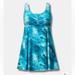 Torrid Swim | New! Torrid Sz 3 Wireless Long Zip-Front Bathing Swim Suit Dress With Shorts 3x | Color: Blue/White | Size: 3x