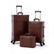 COTRUNKAGE Large Travel Vintage Luggage Set, Small Hard Carry On Suitcase 4 Wheel with Mini Cabin Bag, Brown