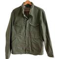 Levi's Jackets & Coats | Levis Trucker Jacket Mens L Olive Denim Stretch Showable Hood Zip Pocket Army | Color: Green | Size: L