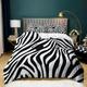 XCQHZYQ King Size Duvet Cover Set Zebra Print Black And White Quilt Cover Easy Care Bed Linen Soft Microfibre Cosy Bedding Sets with 2 Pillowcases 50x75 cm