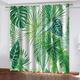 Blackout Curtains For Living Room - 3D Green Tropical Leaves Print Pattern Eyelet Curtains, Thermal Insulated Drapes For Bedroom Window Decoration, Window Treatments 2 Panels 264X210cm