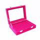 IJNHYTG Box Velvet Ring Display Box Earring Organizer Jewelry Tray Cufflink Storage Show case with Clear Glass lid (Color : Pink)