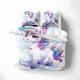 QEODAH Unicorn Kids Duvet Cover Double - Girl Bedding Set of 3 - Reversible Printed Quilt Cover and 2 Pillowcases - 110gsm Soft Brushed Microfiber Bed Set with Zipper Closure