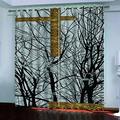 Blackout Curtains For Bedroom Living Room Eyelet Window Treatments 3D Abstract Black Tree Vine Pattern 94 Inch Drop Super Soft Thermal Insulated Kids Nursery Ring Top Curtains 2 Panels