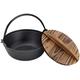 DSHIOP Cast Iron Casserole Dish with Wooden Lid, Cast Iron Cooking Pot, Casserole Pot Cast Iron Saucepan Thickened and Deepened Without Coating-D25x9cm (Color : D19x6cm)