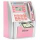 JEEY ATM Savings Bank,Digital Piggy Money Bank Machine,Personal ATM Cash Coin Money Bank for Kids (Pink)