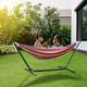 Wilitto Double Hammock,450lbs Capacity Hammock with Stand Outdoor Two Person Hammock,Hammock Chair with Space Saving Metal Stand,Indoor Hammock Stand with Carrying Bag Strong Load-Bearing Red