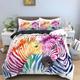 BIAFRA Colourful Painting King Size Duvet Cover Sets Zebra Printed King Size Bedding Soft Hypoallergenic Microfibre Duvet Covers and 2 Pillowcases, Easy Care Quilt Cover Sets with Zip Closure