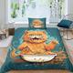 Cat Food Duvet Cover Double Love Bedding Set with Zipper Closure, Duvet Cover Sets 3D Printed Microfiber Quilt Cover 200x200 cm with 2 Pillowcases 50x75 cm