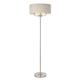 Base & Shade Floor Lamp Brushed Chrome Plate, Natural Linen