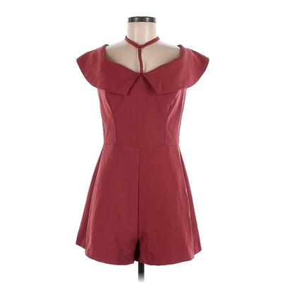 GB Romper Collared Sleeveless: Burgundy Solid Rompers - Women's Size X-Large