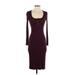 Treasure & Bond Casual Dress - Bodycon Scoop Neck Long sleeves: Burgundy Dresses - Women's Size 2X-Small