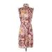 Julie Brown Casual Dress: Brown Floral Motif Dresses - Women's Size 0