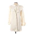 Zara Denim Jacket: Ivory Jackets & Outerwear - Women's Size X-Small