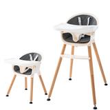 Beech Wooden Baby High Chair, High Chairs for Babies Toddlers, 6-in-1 Convertible Infant Highchair,Toddler Chair with Removable