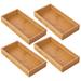 mDesign Bamboo Stackable Kitchen Drawer Organizer Tray, 4 Pack - Natural Wood