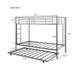 Twin over Twin Metal Bunk Bed with 1 Trundle & 2 Ladders & Guardrails, Silver