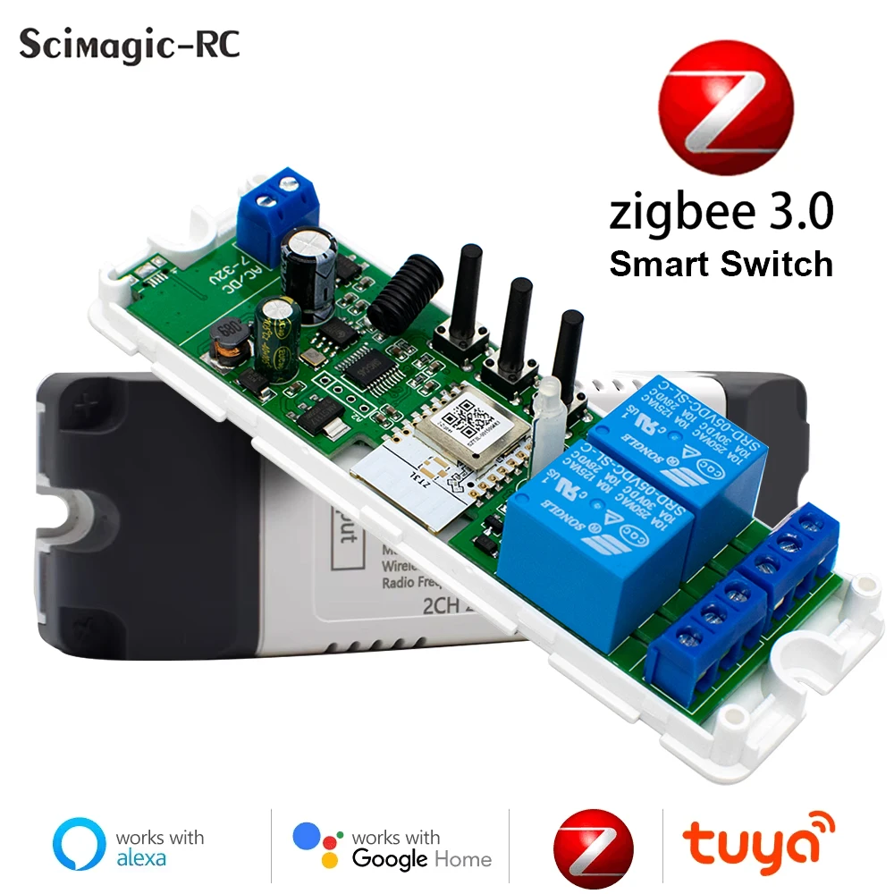 Trockenkontakt Tuya Smart Zigbee Schalter 1 2 4 Kanäle Zigbee Din Rail Relais Board Modul Zweikanal RF 433 Relais 12V 24V 230V Image