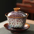 Jianzhan-Tasse à thé en porcelaine Gaiwan S/05 er ciel étoilé exquis céramique émaillée four