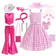 Mädchen Barbi Prinzessin Kleider Rose Red Anzug Plaid Slip Cosplay Kostüme für Kinder Karneval