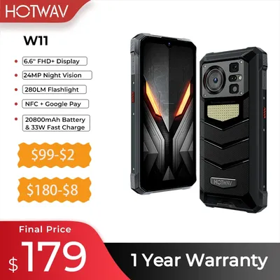Hotwav w11 robustes Telefon 20800mah großer Akku 24mp Nachtsicht 6.6 ''fhd Handy 280lm Taschenlampe