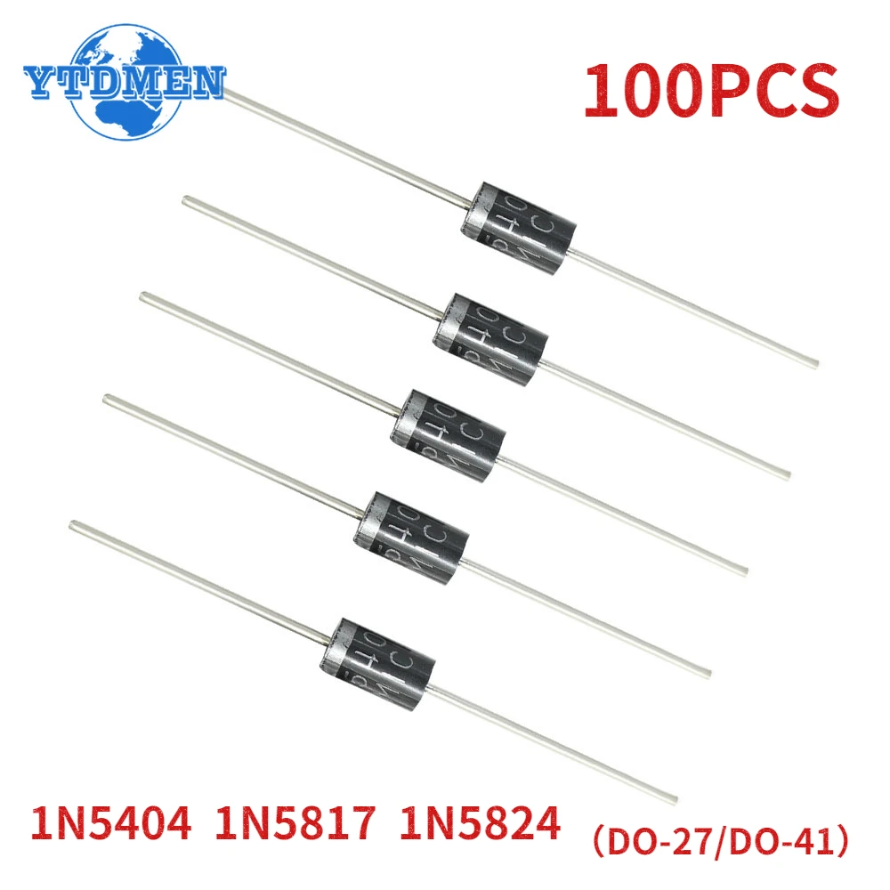 100PCS Schottky Diode Gleichrichter Dioden Kit DO-41 1N5817 1N5404 1N5824 DO-27 Image