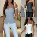 Bustier tubulaire à épaules dénudées pour femme haut court sexy streetwear slim vêtements sans