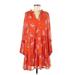 Vince Camuto Casual Dress - Popover: Orange Floral Motif Dresses - Women's Size Medium