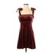 Danielle Bernstein Casual Dress: Burgundy Dresses - Women's Size X-Small