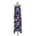 Pink Lily Casual Dress - Maxi: Blue Floral Motif Dresses - Women's Size Large