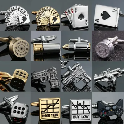 AS High quality playing card Cufflinks new fashion stock hammer dice pistol Cufflinks men's shirt