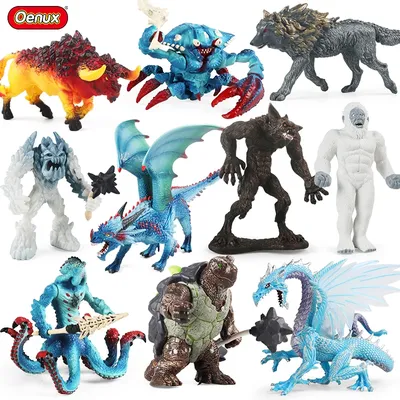 Oenux Original Savage Dinosaurs Myth Dragon Animals Model Fire Bull Octopus Monster Crab Action