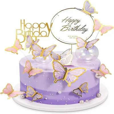22Pieces Butterfly Decorations With Acrylic Cake Toppers for Baby Shower Wedding Birthday Party
