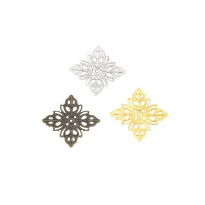 Free shipping 10Pcs Bronze/Silver/Gold Embellishment Findings Filigree Connectors Square Metal