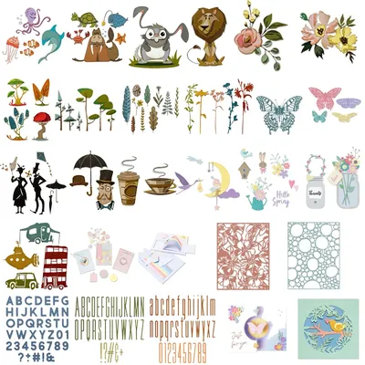 Critters Plants Metal Cutting Dies Magical Lady Gentleman Moon Rainbow Silhouettes Doodle Cover A-Z Alphabets Dies DIY Craft #8