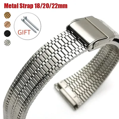 Stainless Steel Watch Band 18mm 20mm 22mm Quick Release Slim Metal Strap for Men Women Double Safety Buckle Watch Accessories