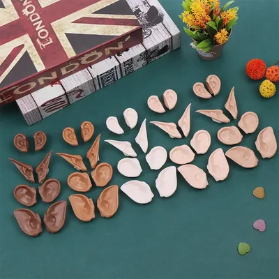 1Pair Blyth Doll Elf Ears Toy White Natural Tan Dark And Super Black Skin Only Ears No Doll