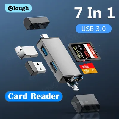 Elough 7 In 1 Multifunction Usb 3.0 Card Reader Micro SD TF Card Memory Reader USB Flash Drive Type