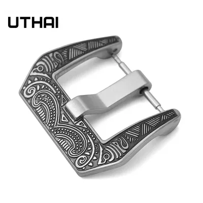Stainless Steel Large Watch Buckle18mm 20mm 22mm 24mm Black Silver Metal Brushed Watch Band Strap buckle UTHAI T12