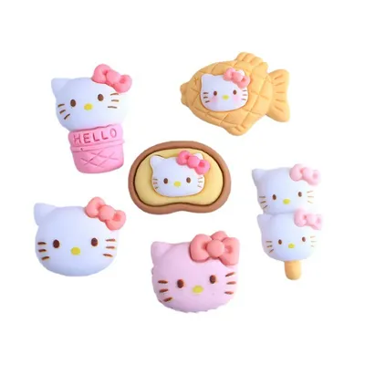 10Pcs New Cute Mini Little Cartoon Simulated Cookies Cat Series Flat Back Ornament Jewelry Making