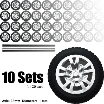 1/64 Ten Sets Of Wheels For Ten Model Cars with Rubber Tire Basic Modified Parts Racing Vehicle Toys Tomica MiniGT