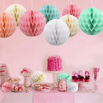 5pcs/lot 10/15cm Decorative Paper Honeycomb Ball Pastel Flower Wedding Kid Birthday Party Decoration