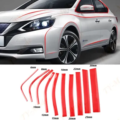3Meters Bright Red Exterior Car Chrome Body Strip Bumper Auto Door Protective Moulding Trim Sticker