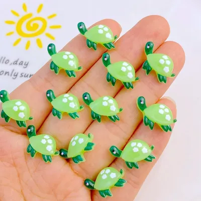 20Pcs New Cute Resin Cartoon Little Turtle Series Flat Back Parts Embellishments For Hair Bows