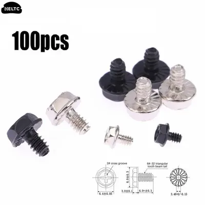 100pcs Toothed Hex 6/32 Computer PC Case Hard Drive Motherboard Mounting Screws For Motherboard PC